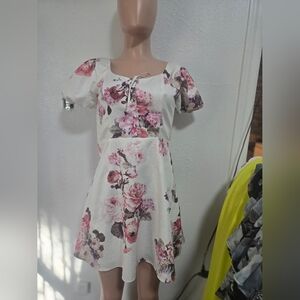 Lea & Viola Floral Pink and White Dress